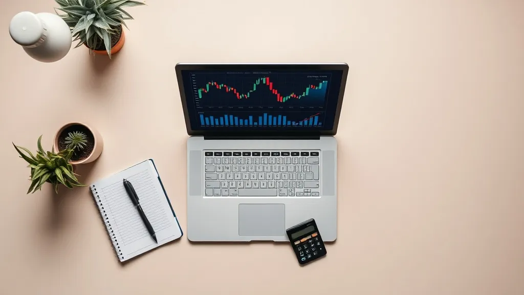 A minimalist overhead shot of a clean workspace with a lapto