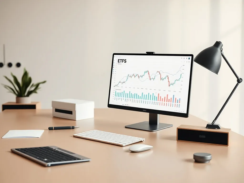 A high-end modern office desk with a clean laptop screen sho