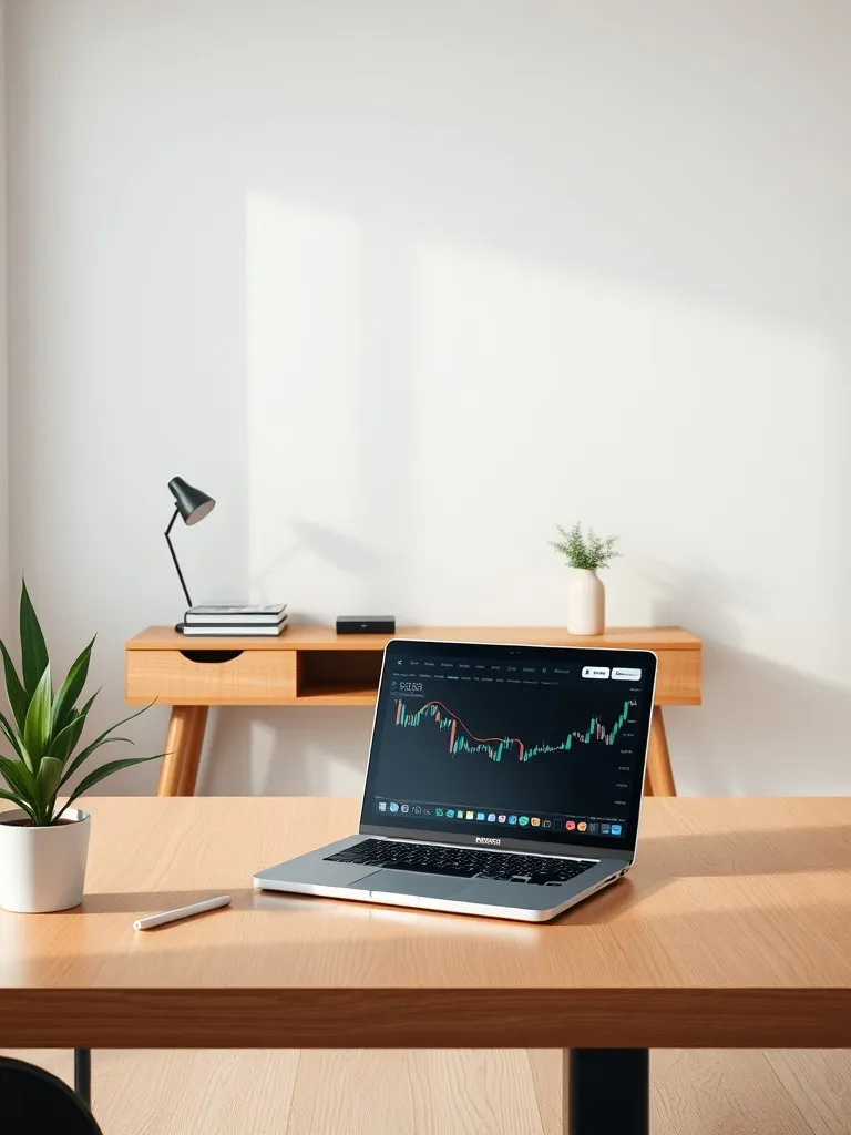 A professional minimalist office setting with a clean wooden